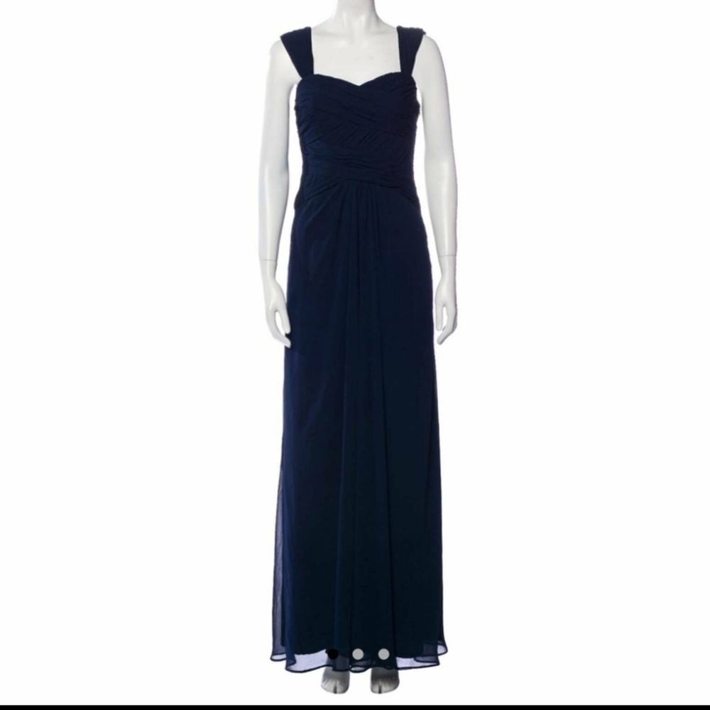 Monique Lhuillier bridesmaid navy gown